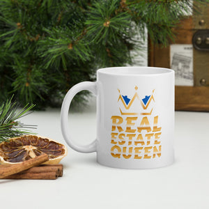 REAL ESTATE QUEEN - White glossy mug